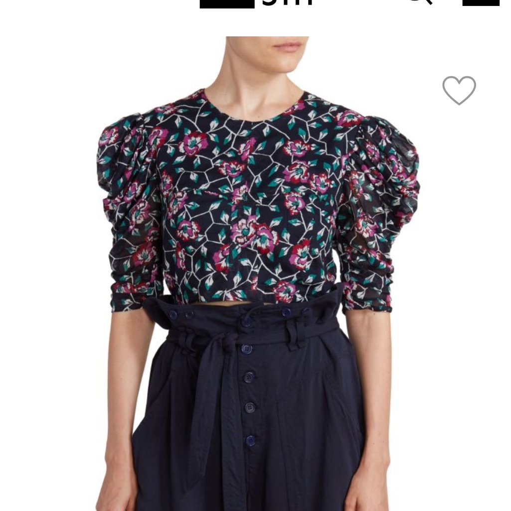 Isabel Marant Etoile Women’s 36 (Xs/S) Floral Puff Sleeve Crop Top